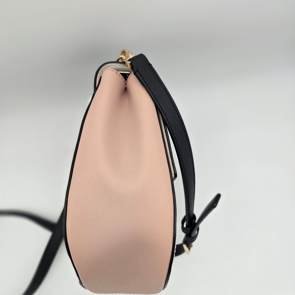 Kate Spade New York Colorblock Saffiano Leather Crossbody Bag Black Cream Pink - Picture 8 of 11